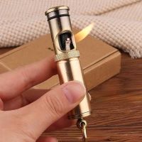 ▬▤ Metal Retro Creative Personality Torch Lighter Grinding Wheel Flint Brass Kerosene Oil Pipe Cigarette Accessories Mens Gadgets