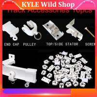 KYLE Wild Shop 10pcs Curtain Runner Pulley Metal Side Mounting Bracket Fixed Top Clamping Rail End Cap Track Rail Accessories