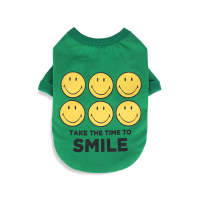 MONCHOUCHOU Smiley Cotton Sleeve Tee (Green/Beige)