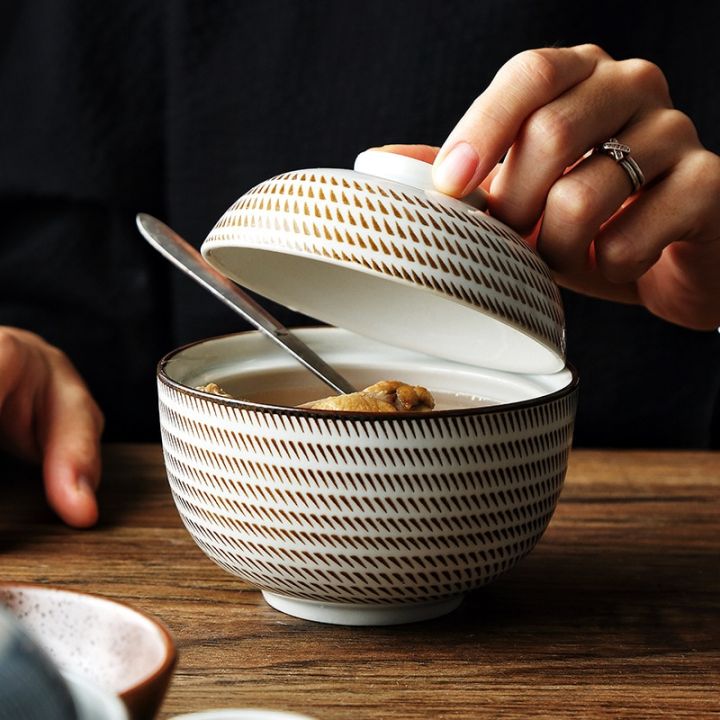 kinglang-เซรามิกสไตล์ญี่ปุ่นภายใต้เคลือบสีชามซุปข้าวตุ๋นซุปมิโซะ-tureen-บนโต๊ะอาหาร