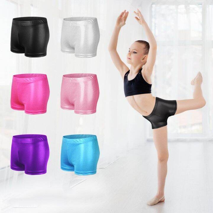 3-9 Year Dance Shorts For Girls Kids Bronzing Gymnastic Yoga Pants Elastic  Children Glossy Dancewear Blank Solid Sports Clothing | Lazada Ph