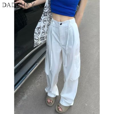 DaDuHey 3 Colors American Style Workwear Casual Pants Womens Summer Multi-Pocket Loose Thin Straight Fashion Cargo Pants
