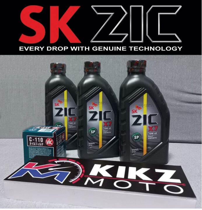 SK ZIC X7 10W-40 Fully Synthetic Gasoline 3L + Vic Oil Filter C110 ...