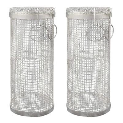2Pcs BBQ Mesh Grill Grate Meshes Racks Grid Silver 30Cm for Outdoor Picnic Party &amp; Gathering with Hook