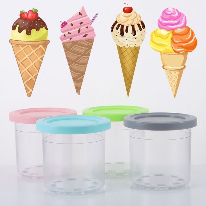 4PCS Ice Cream Pints and Lids for Ninja Creami NC301 NC300