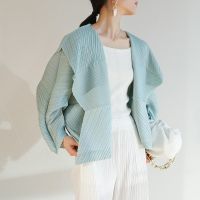 2023 Hot Miyake pleated suit jacket womens cardigan summer new fashion pleated casual temperament petite lapel long sleeves