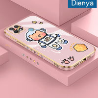 เคส Dienya สำหรับ OPPO A15 A15s A35 4G เคสการ์ตูนอวกาศหมีใหม่กรอบสี่เหลี่ยมพื้นผิวชุบซิลิก้าเจลนิ่มกันกระแทกเคสมือถือรวมทุกเลนส์กล้องถ่ายรูปฝาครอบป้องกัน