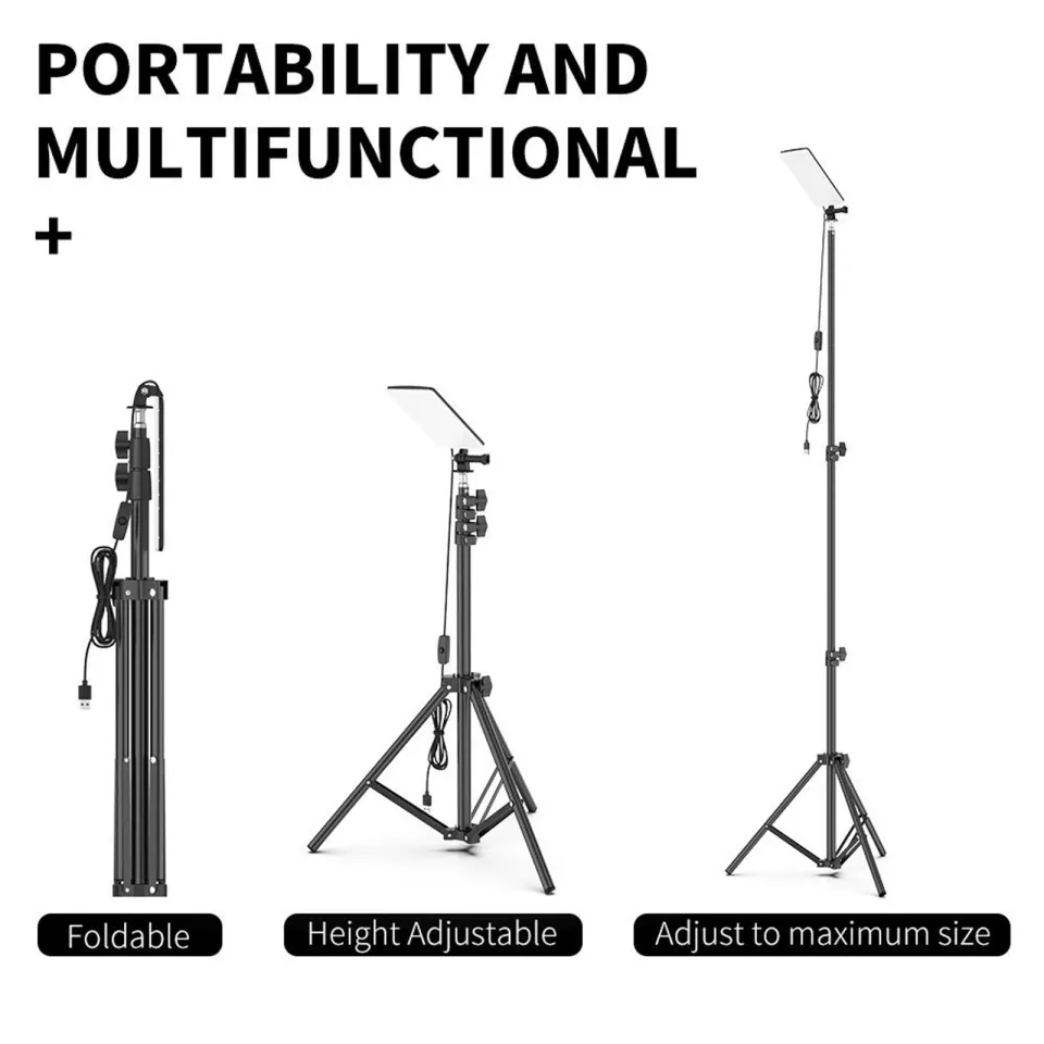 Camping Light Lantern Portable Light LED Barbecue Lamp, Work Lights with Stand for Camping, Adjustable Metal Telescoping Tripod 6ft, USB Interface