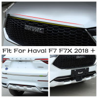 Stainless Steel Exterior Kit Fit For Haval F7 F7X 2018 - 2021 Center Grille Grid Front Hood Engine Rear Trunk Lid Cover Trim