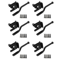 6X Self Locking Gate Latch Automatic Gravity Lever Fence Gate Lock for Wood Fence Gate Door Latches Steel Black