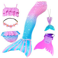 Girls Mermaid Tail for Swimming Children Mermaid Costume Cosplay Kids Fancy Swimsuit Halloween Costume can add Monofin Fin