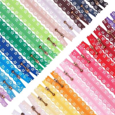 random color 5pcs/lot zippers lace nylon finish zipper for sewing wedding dress 20/25/30/35/40/50cm Door Hardware Locks Fabric Material