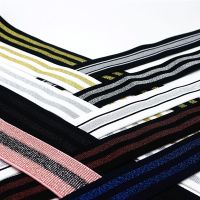 【hot】 40mm Lurex Striped Elastic Band 4cm Webbing Skirt Accessories Clothing 1m