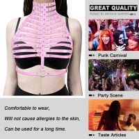 【CW】 Women Rave Harness Belt PU Leather Top Hollow Out Sling Vest Gothic Chest Straps Suspenders Festival Clothes Punk