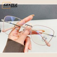 (GENTLE MOSCOT) แฟชั่นวินเทจ Cat Eye Anti Blue Light Eyeglasses Western Metal Square Glasses Replaceable Lens