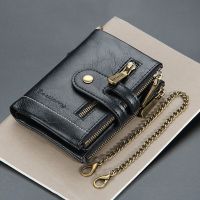 New Mini Mens Wallet PU Leather Short Card Holder Chain Men Purse High Quality Brand Male Wallet Mens Luxury Brands Coin Purse