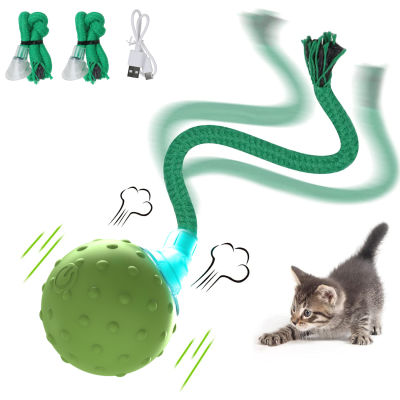 ใหม่ Cat Rolling Ball Interactive ของเล่น Motion เปิดใช้งานอัตโนมัติ Moving Ball ของเล่นหางยาว Teaser จำลอง Bird Sound