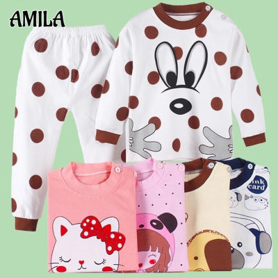 AMILA 🔥ราคาดีที่สุด🔥 พร้อมส่ง เสื้อหนาว ชุดกันหนาวเด็ก เซ็ทเสื้อกันหนาวเด็ก ชุดแขนยาวเด็ก ชุดนอน ผ้าคอตตอน เสื้อแขนยาว
