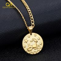 QITIAN 12 Zodiac Sign Constellations Necklaces For Women Fashion Gold Stainless Steel Jewelry Birthday Gifts Wholesale Dropshipp