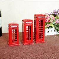 European Retro London Metal Telephone Booth Piggy Bank Creative Architectural Model Decoration 13/15/18cm Home Crafts