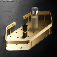 ✆ Brass Shower Room Corner Shelf Wall Mounted Golden Shampoo Shower Gel Holder High Quality Bathroom Accessories