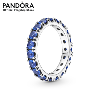 Pandora Sterling silver ring with princess blue crystal เครื่องประดับ แหวน แหวนเงิน สีเงิน แหวนสีเงิน แหวนแพนดอร่า แพนดอร่า