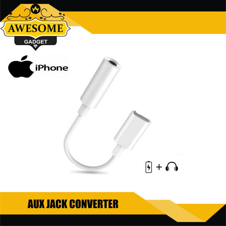 Iphone Lightning To 3.5mm Headphone Jack Audio Cable Converter Adapter