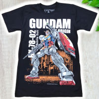 เสื้อยืดลายไม้สีดำกันดั้ม RX-78-02ดั้งเดิม