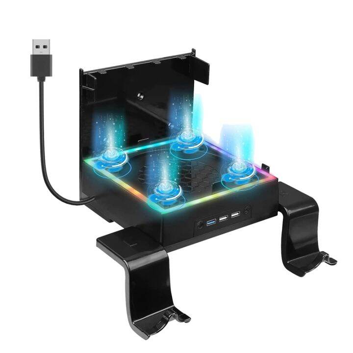 Headphone Hanger Wall Shelf Bracket with Cooling Fan and 3 USB Port for