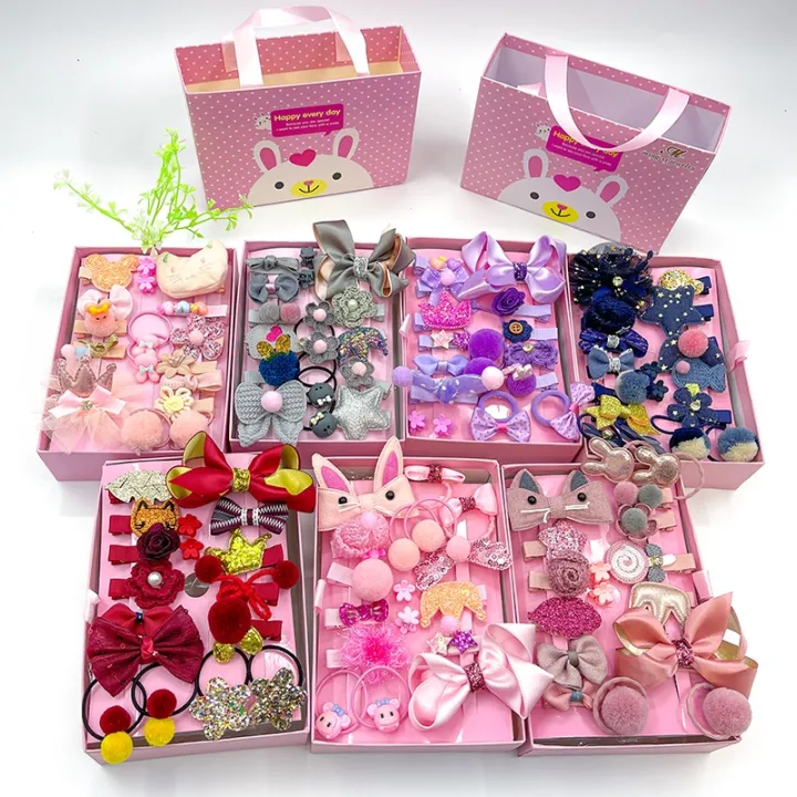 Lanse. 18 Pcs/box (with box) Gift Set Children Hair Accessories Korean