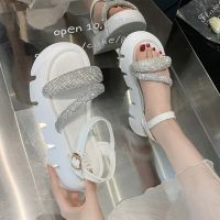 Rimocy Crystal Ankle Strap Chunky Platform Sandals Women 2022 Summer Thick Sole Sandals Gladiator Shoes Woman Non-slip Sandalias