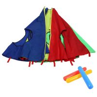 2X Rainbow Parachute Parachute 6 Feet, Play Parachute Outdoor Game (W Mouse) Activity Toy with 6X Air Sticks 2M