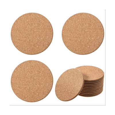 1Set Wooden Thick Cork Coasters for Drink 4 Inch Wooden Thick Drink Coasters Set for Plants Bar Glass Cup Table