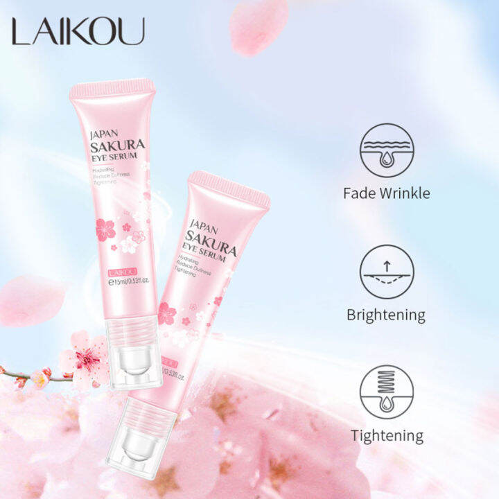 LAIKOU Sakura Eye Serum Eye Roller Massage Vitamin C Hyaluronic Acid