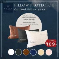 ❥enjoysleeping ปลอกหมอน กันเปื้อน กันน้ำลาย บุใย quilted pillow protector case หนา นุ่ม ปลอกกันเปื้อนหมอน ขนาด 19x29☃