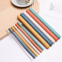 【CW】™♀ஐ  Reusable Plastic Carbonized Biodegradable Straws With Plasyic Sisal Set