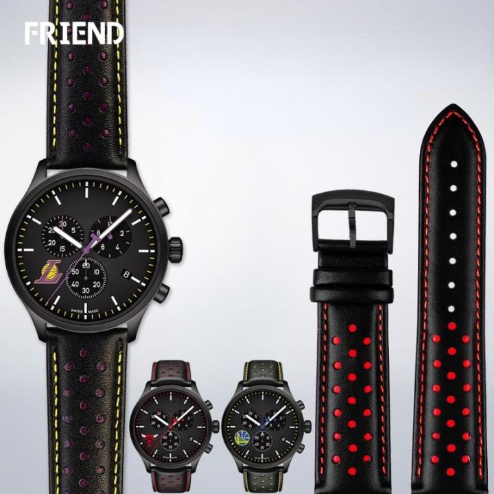 สายนาฬิกาหนังแท้สำหรับ-tissot-speed-series-nba-joint-t116-617-lakers-warriors-watch-band-22mm