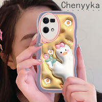 เคส Chenyyka สำหรับ OPPO Reno 7 4G Reno 8 4G F21 Pro 3D การ์ตูนถือดอกไม้ดีไซน์ใหม่เป็ดขอบครีมกันกระแทกแบบใสนุ่มเคสมือถือโปร่งใสลายกล้องถ่ายรูปเรียบง่ายอ่อนโยนฝาครอบป้องกัน