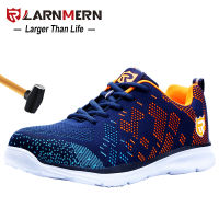 LARNMERN Lightweight Safety Shoes Men Steel Toe Slip On Work Shoes For Men Anti-smashing Construction Sneaker With Reflective