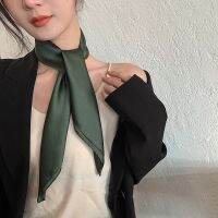 Solid Color Simple Korean Style Women Small Square Scarf Hair Band Streamer Fashion Neck Scarf Simulated Silk 70x70CM Shawl B73