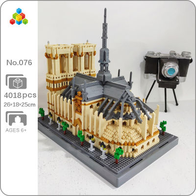 YZ 076 World Architecture Notre Dame De Paris Cathedral Church Model Mini Diamond Blocks Bricks Building Toy For Children No
