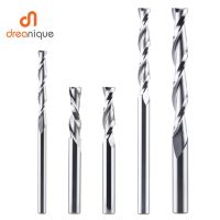 Dreanique 1pc เครื่องตัดมิลลิ่งคาร์ไบด์แข็ง 3.175 4 6 8 มม. 2 ขลุ่ยเกลียวเราเตอร์บิตคาร์ไบด์เอ็นมิลล์ไม้ MDF UP ตัดลงตัด