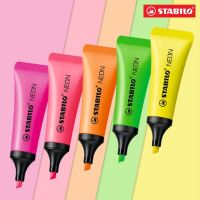 [Hagoya Stationery Stor] เครื่องเขียนสำนักงานโรงเรียนปากกามาร์กเกอร์ชุดปากกาไฮไลท์นีออน STABILO