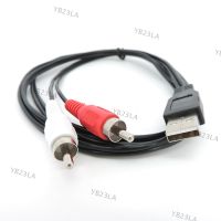 USB A 2.0 Male To 2 Rca Male AV plug connector adapter Cable Lead PC TV AUX Audio Video Adapter 1.5M YB23TH