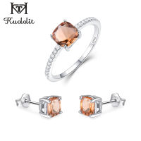 Kuololit Turkish Diaspore Gemstone Jewelry Set for Women Solid 925 Sterling Silver Ring Earrings for Wedding Engagement Fine