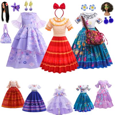 〖jeansame dress〗 Cartoon Encanto DisneyGirlIsabela Houspepa Birthday Party Children Dresses