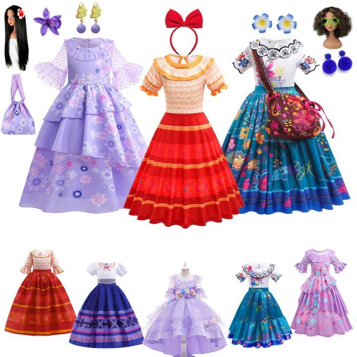 jeansame-dress-cartoon-encanto-disneygirlisabela-houspepa-birthday-party-children-dresses