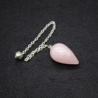 Healing Pointed Natural Crystal Pendant for Dowsing Black Obsidian Pink Quartz Spiritual Wicca Divination Pendulum Jewelry Gifts