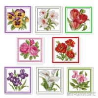 ☋┋ JoySunday Cross Stitch Kit With Small Flower Pattern Aida Cloth 16CT 14CT Print Handicraft Embroidery Set For Starters Home Dec