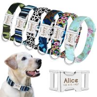 Laser Engraved Pet Name Phone Number Home Address Dog Collar Classic Flat Reflective Nylon Pet Leash Wtih Personalized Name Tag